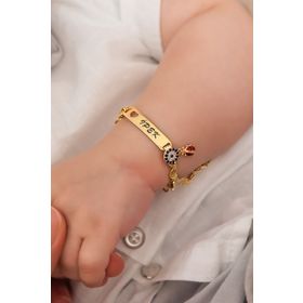 Papatya Silver UVPTS200009 925 Ayar Gümüş Nazar Uğur Böcekli Kız Bebek Künyesi