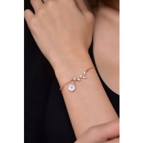 Papatya Silver UVPTS200044 925 Ayar Gümüş Rose Kaplama Dallı Sedef Manolya Çiçeği Bileklik