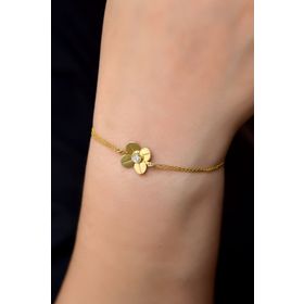 Papatya Silver UVPTS200103 925 Ayar Gümüş Gold Kaplama Nisan Ayı Doğum Taşlı Şans Dört Yapraklı Yonca Bileklik