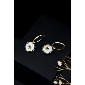 Papatya Silver UVPTS300017 925 Ayar Gold Kaplama Büyük Boy Nazar Halka Kadın Gümüş Küpe