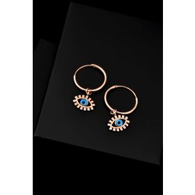 Papatya Silver UVPTS300030 925 Ayar Rose Kaplama Cam Göz Kirpik Halka Kadın Gümüş Küpe