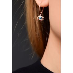 Papatya Silver UVPTS300030 925 Ayar Rose Kaplama Cam Göz Kirpik Halka Kadın Gümüş Küpe
