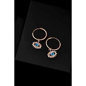 Papatya Silver UVPTS300030 925 Ayar Rose Kaplama Cam Göz Kirpik Halka Kadın Gümüş Küpe