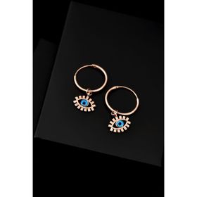 Papatya Silver UVPTS300030 925 Ayar Rose Kaplama Cam Göz Kirpik Halka Kadın Gümüş Küpe