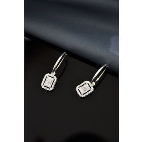 Papatya Silver UVPTS300136 925 Ayar Gold Kaplama Baget Taşlı Kare Halka Gümüş Küpe