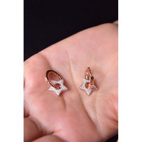 Papatya Silver UVPTS300191 925 Ayar Rose Kaplama Zirkon Taşlı Yıldız Gümüş Küpe