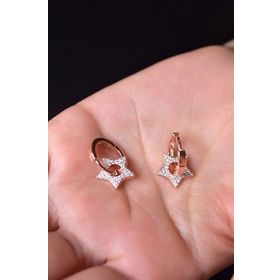 Papatya Silver UVPTS300191 925 Ayar Rose Kaplama Zirkon Taşlı Yıldız Gümüş Küpe
