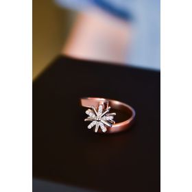 Papatya Silver UVPTS400021 925 Ayar Rose Rodyum Kaplama Zirkon Taşlı Dönen Güneş Gümüş Yüzük