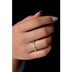 Papatya Silver UVPTS400034 925 Ayar Gold Kaplama Ayarlanabilir Renkli Mineli Gümüş Yüzük