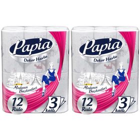 Papia Decor Modanon Başkentleri Desenli 12'li Kağıt Havlu (2 adet)