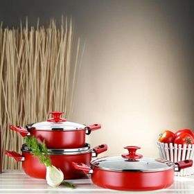 Papilla Redio Kırmızı 7'li Tencere Seti