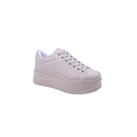Papuç Sepeti 2596 Krem Kadın Yüksek Topuk Günlük Sneaker Ayakkabı