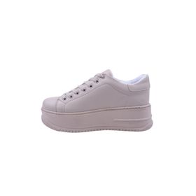 Papuç Sepeti 2596 Krem Kadın Yüksek Topuk Günlük Sneaker Ayakkabı