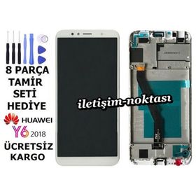 Parça Bankası Huawei Y6 2018 Çıtalı Beyaz Dokunmatik Lcd Cep Telefonu Ekranı