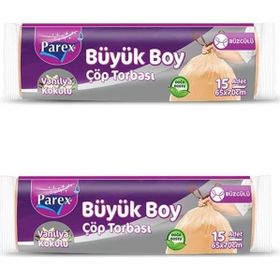 Parex 2'li Büyük Büzgülü Vanilya Kokulu Çöp Torbası