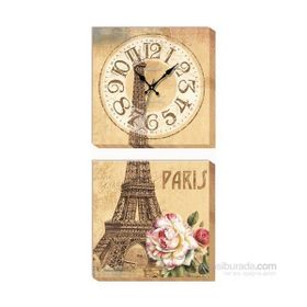 Paris Eyfel Duvar SaatiKanvas Tablo