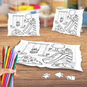 Parkta Oynayan Çocuklar Boyama Puzzle Tablo