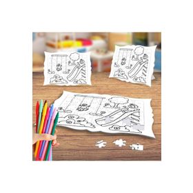 Parkta Oynayan Çocuklar Boyama Puzzle Tablo