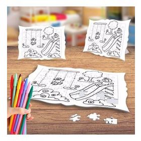 Parkta Oynayan Çocuklar Boyama Puzzle Tablo