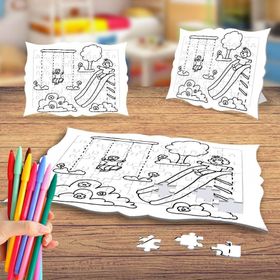 Parkta Oynayan Çocuklar Boyama Puzzle Tablo