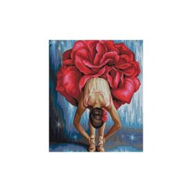Parla 60x75 cm Kırmızı Çiçekli Balerin Sayılarla Boyama Seti Rulo Duvar Sticker