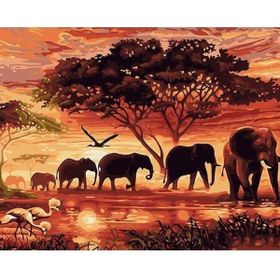 Parla 90x110 cm Nehir ve Filler Sayılarla Boyama Seti Rulo Duvar Sticker