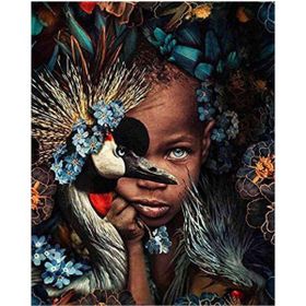 Parla Canvas Afrikalı Çocuk ve Kuş Sayılarla Rulo 40x50 cm Boyama Seti Duvar Sticker