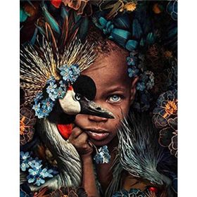 Parla Canvas Afrikalı Çocuk ve Kuş Sayılarla Rulo 60x75 cm Renkli Boyama Seti Duvar Sticker