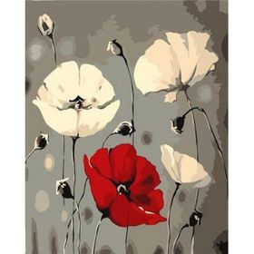 Parla Canvas Beyaz ve Kırmızı Gelincik Sayılarla Rulo 70x90 cm Boyama Seti Duvar Sticker