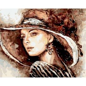 Parla Canvas Büyük Şapkalı Lady Sayılarla Rulo 40x50 cm Boyama Seti Duvar Sticker