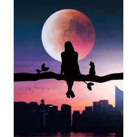 Parla Canvas Dolunayda Manzara Keyfi Sayılarla Rulo 90x110 cm Renkli Boyama Seti Duvar Sticker