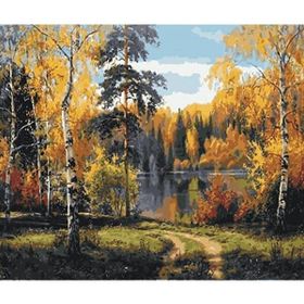 Parla Canvas Göl Manzarası 2 Sayılarla Rulo 90x110 cm Renkli Boyama Seti Duvar Sticker