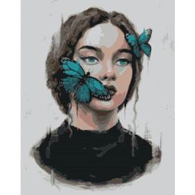 Parla Canvas Kadın Kelebek Sayılarla Rulo 100x140 cm Renkli Boyama Seti Duvar Sticker
