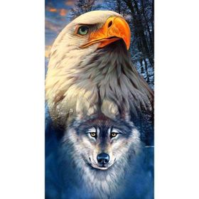 Parla Canvas Kartal ve Kurt Sayılarla Rulo 70x90 cm Renkli Boyama Seti Duvar Sticker