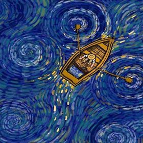 Parla Canvas Kayıktaki Van Gogh Sayılarla Rulo 50x65 cm Boyama Seti Duvar Sticker