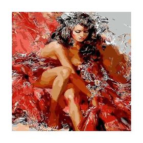 Parla Canvas Kırmızı ve Kadın Sayılarla Rulo 40x50 cm Boyama Seti Duvar Sticker