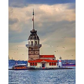 Parla Canvas Kızkulesi 6 Sayılarla Rulo 70x90 cm Renkli Boyama Seti Duvar Sticker