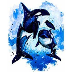 Parla Canvas Mavi Sular ve Orca Sayılarla Rulo 40x50 cm Boyama Seti Duvar Sticker