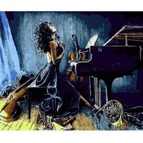 Parla Canvas Müzik ve Kadın Rulo 70x90 cm Renkli Sayılarla Boyama Seti Duvar Sticker