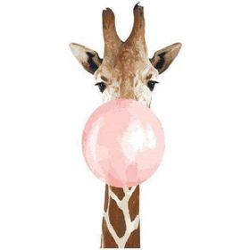 Parla Canvas Pembe Sakız ve Zürafa Rulo 60x75 cm Renkli Sayılarla Boyama Seti Duvar Sticker