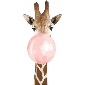 Parla Canvas Pembe Sakız ve Zürafa Rulo 60x75 cm Renkli Sayılarla Boyama Seti Duvar Sticker