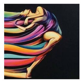 Parla Canvas Renk Kuşağındaki Kadın Sayılarla Kasnaklı 60 x 75 cm Boyama Seti