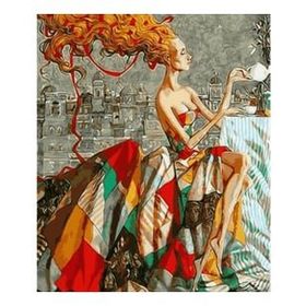 Parla Canvas Renkler ve Kadın Sayılarla Kasnaklı 60 x 75 cm Boyama Seti