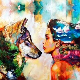 Parla Canvas Renkli Kurt ve Kadın Sayılarla 60 x 75 cm Boyama Seti