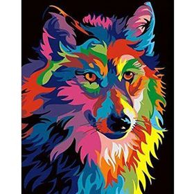 Parla Canvas Renkli Kurt ve Kadın Sayılarla Kasnaklı 60 x 75 cm Boyama Seti