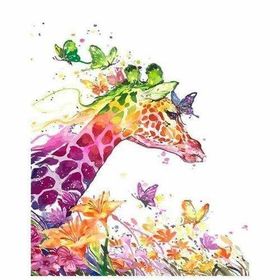 Parla Canvas Renkli Zürafa Rulo 70x90 cm Sayılarla Boyama Seti Duvar Sticker