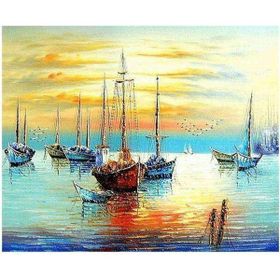 Parla Canvas Sahilde Gün Batımı Sayılarla Rulo 40x50 cm Boyama Seti Duvar Sticker