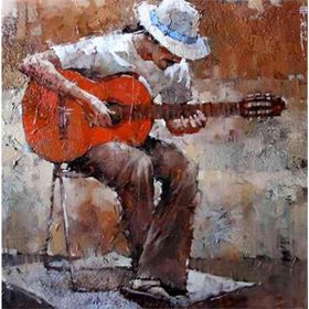 Parla Canvas Şapkalı Gitarist Sayılarla Rulo 100x140 cm Renkli Boyama Seti Duvar Sticker