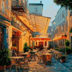 Parla Canvas Sokakdaki Cafesi Sayılarla Rulo 50x65 cm Boyama Seti Duvar Sticker
