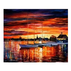 Parla Canvas Teknelerle Günbatımı Rulo 90x110 cm Renkli Sayılarla Boyama Seti Duvar Sticker
